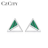 925 Silver Turquoise Triangle Stud Earrings Fine Jewelry Gift SE0426