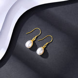 Ear Hook Freshwater Pearl Drop Earrings 925 Sterling Silver Fine Jewelry