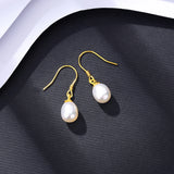 Ear Hook Freshwater Pearl Drop Earrings 925 Sterling Silver Fine Jewelry