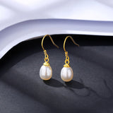 Ear Hook Freshwater Pearl Drop Earrings 925 Sterling Silver Fine Jewelry