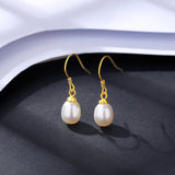 Ear Hook Freshwater Pearl Drop Earrings 925 Sterling Silver Fine Jewelry