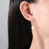 Ear Hook Freshwater Pearl Drop Earrings 925 Sterling Silver Fine Jewelry