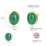 925 Silver Emerald Stud Earrings Women Charming Jewelry