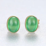 925 Silver Emerald Stud Earrings Women Charming Jewelry