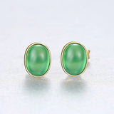 925 Silver Emerald Stud Earrings Women Charming Jewelry