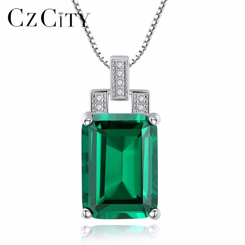 Sapphire and Emerald Pendant Necklace 925 Sterling Silver