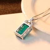 Sapphire and Emerald Pendant Necklace 925 Sterling Silver