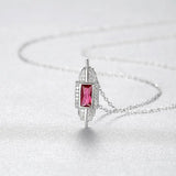 925 Sterling Silver Red Gemstone Pendant Necklace for Women Christmas Party Gift