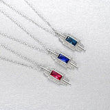 925 Sterling Silver Red Gemstone Pendant Necklace for Women Christmas Party Gift