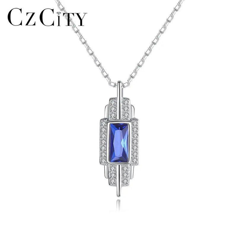 925 Sterling Silver Red Gemstone Pendant Necklace for Women Christmas Party Gift