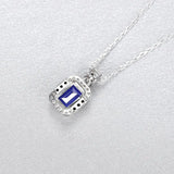 Square Dark Gemstone Pendant Necklace 925 Sterling Silver Fine Jewelry