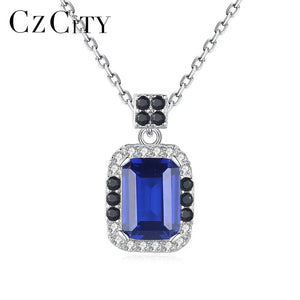 Square Dark Gemstone Pendant Necklace 925 Sterling Silver Fine Jewelry