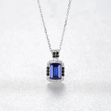 Square Dark Gemstone Pendant Necklace 925 Sterling Silver Fine Jewelry
