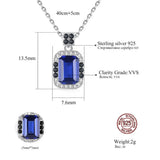 Square Dark Gemstone Pendant Necklace 925 Sterling Silver Fine Jewelry
