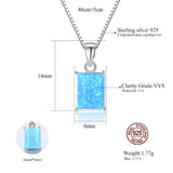 925 Silver Women's Fire Opal Pendant Necklace Box Chain 40+5cm