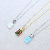 925 Silver Women's Fire Opal Pendant Necklace Box Chain 40+5cm
