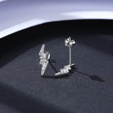 Rainbow CZ Lightning 925 Sterling Silver Stud Earrings for Women