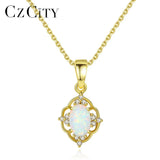 925 Silver Vintage Opal Pandent Necklace for Women Bridal Wedding