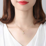 925 Silver Vintage Opal Pandent Necklace for Women Bridal Wedding