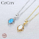 925 Silver Vintage Opal Pandent Necklace for Women Bridal Wedding