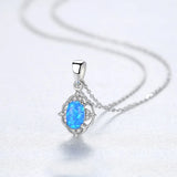 925 Silver Vintage Opal Pandent Necklace for Women Bridal Wedding