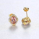 925 Silver Morganite Stud Earrings for Women Oval Engagement Jewelry Brincos