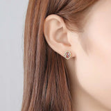 925 Silver Morganite Stud Earrings for Women Oval Engagement Jewelry Brincos