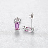Rectangle Stud Women's Earrings Silver 925 Wedding Unusual Fine Jewelry Gift