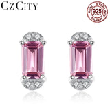 Rectangle Stud Women's Earrings Silver 925 Wedding Unusual Fine Jewelry Gift