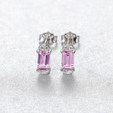 Rectangle Stud Women's Earrings Silver 925 Wedding Unusual Fine Jewelry Gift