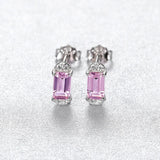Rectangle Stud Women's Earrings Silver 925 Wedding Unusual Fine Jewelry Gift