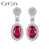 Red Ruby Drop Earrings 925 Silver Wedding Gift SE620