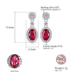 Red Ruby Drop Earrings 925 Silver Wedding Gift SE620