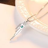 Romantic Women Pendant Necklace Emerald Blue-Green Stone S 925 Silver