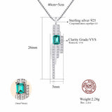 Romantic Women Pendant Necklace Emerald Blue-Green Stone S 925 Silver