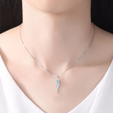 Romantic Women Pendant Necklace Emerald Blue-Green Stone S 925 Silver