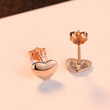 925 Sterling Silver Heart Stud Earrings for Women Small Party Jewelry