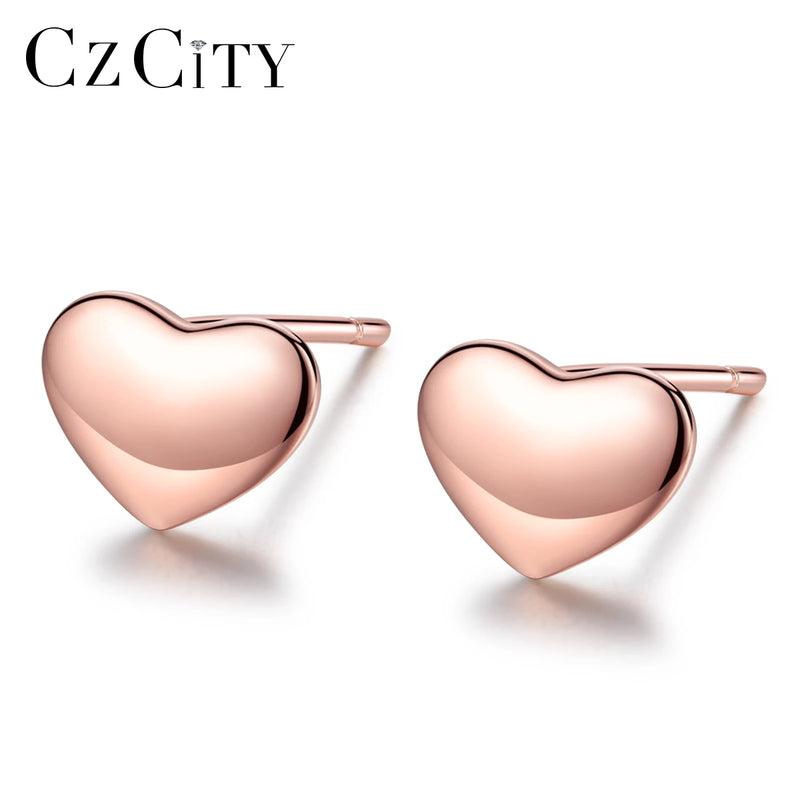925 Sterling Silver Heart Stud Earrings for Women Small Party Jewelry