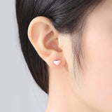 925 Sterling Silver Heart Stud Earrings for Women Small Party Jewelry