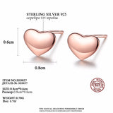 925 Sterling Silver Heart Stud Earrings for Women Small Party Jewelry