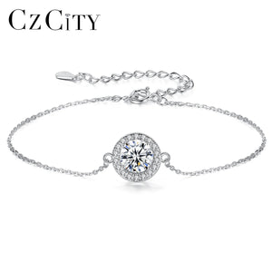 1 Carat Moissanite Diamond Chain Bracelet 925 Silver Wedding Jewelry