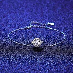 1 Carat Moissanite Diamond Chain Bracelet 925 Silver Wedding Jewelry