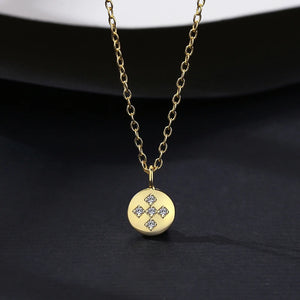 Sterling Silver Round Circle Pendant Necklace