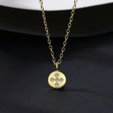 Sterling Silver Round Circle Pendant Necklace
