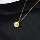 Sterling Silver Round Circle Pendant Necklace