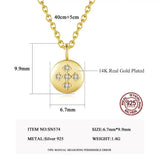 Sterling Silver Round Circle Pendant Necklace