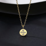 Sterling Silver Round Circle Pendant Necklace