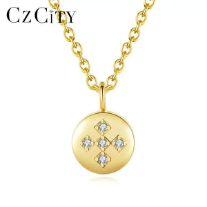 Sterling Silver Round Circle Pendant Necklace