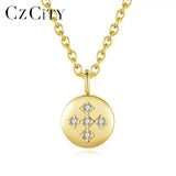 Sterling Silver Round Circle Pendant Necklace