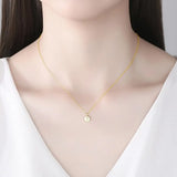 Sterling Silver Round Circle Pendant Necklace